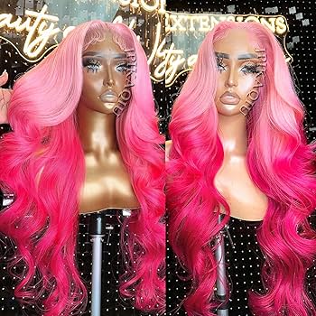 Amazon.com : JPIKAQIU Pink Lace Front Wig Ombre Pink